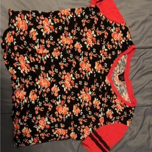 Floral Black and Red Women's Top